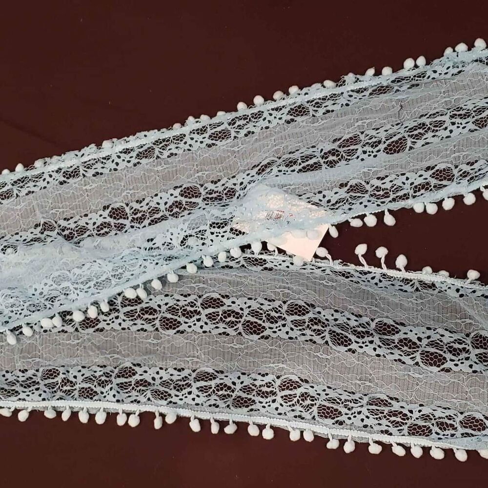 Lace Scarf Neck Shoulder Wrap Fancy Baby Blue 58" L x 8" W, NEW, WOMEN'S, STOLE - Picture 3 of 5